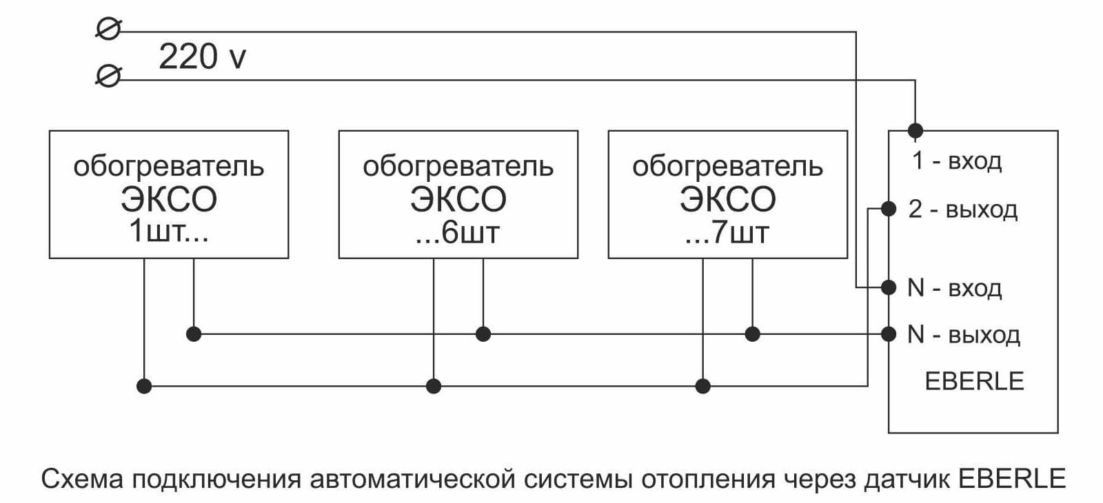 Схема подключения автоматической системы отопления через терморегулятор EBERLE